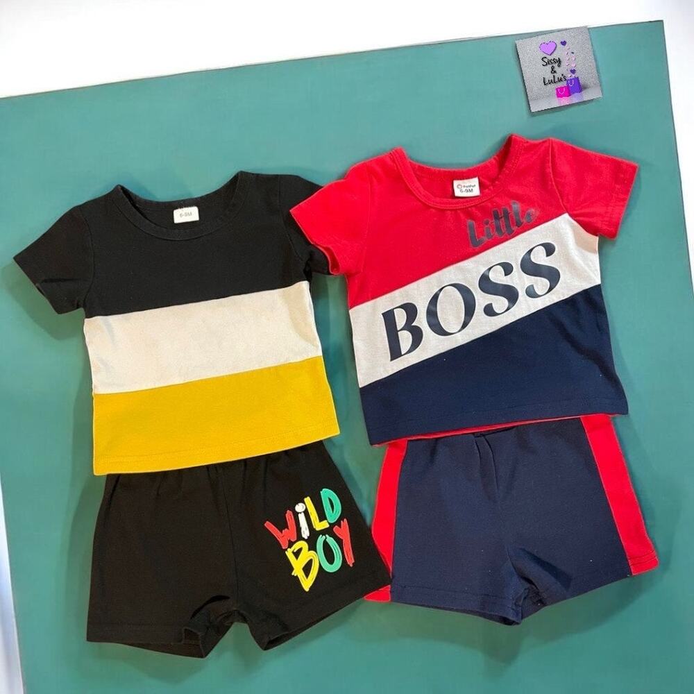 PatPat Red & Black Graphic 4PC Outfit/Set Baby Bundle Boys 6-9M